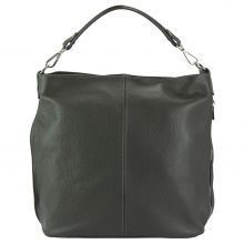 The Donata Leather Hobo Bag - Grey