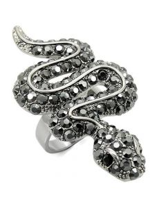 Ring Brass Ruthenium Top Grade Crystal Jet
