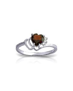 0.97 Carat 14K White Gold Ring Natural Diamond Garnet