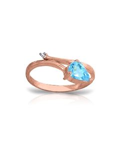 0.83 Carat 14K Rose Gold Snake Charm Blue Topaz Diamond Ring