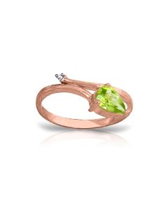 0.83 Carat 14K Rose Gold Snake Charm Peridot Diamond Ring