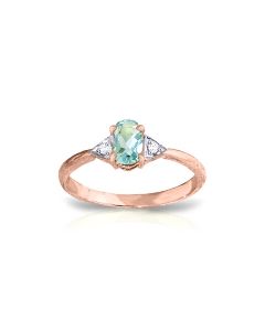 0.46 Carat 14K Rose Gold Oval Aquamarine Diamond Ring