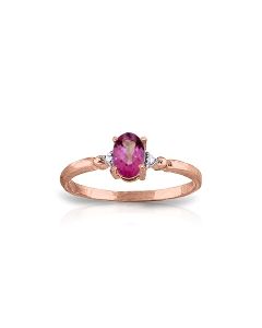 0.46 Carat 14K Rose Gold Ring Natural Diamond Pink Topaz