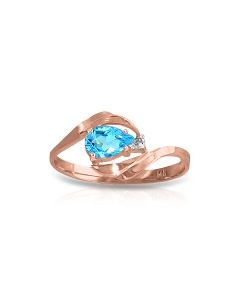 14K Rose Gold Ring Natural Diamond & Blue Topaz Gemstone
