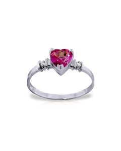 0.98 Carat 14K White Gold Ring Natural Pink Topaz Diamond