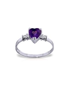 0.98 Carat 14K White Gold Ring Natural Purple Amethyst Diamond