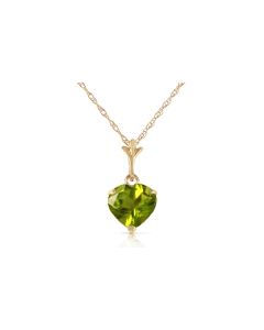 1.15 Carat 14K Gold Leap Of Heart Peridot Necklace