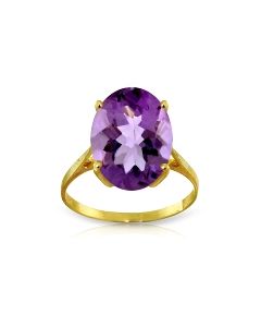 7.55 Carat 14K Gold Ring Natural Oval Purple Amethyst