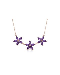 14K Rose Gold Purple Amethyst Gemstone Series New Necklace