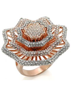 Ring Brass Rose Gold + Rhodium Top Grade Crystal Clear