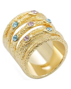 Ring Brass Gold Top Grade Crystal Multi Color
