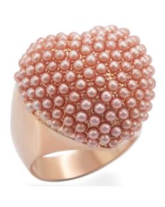 Ring Brass Rose Gold Synthetic Rose Pearl