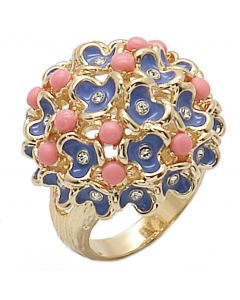 Ring Brass Gold Semi-Precious Rose Coral
