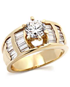 Ring Brass Gold AAA Grade CZ Clear Round