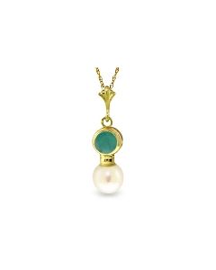 2.48 Carat 14K Gold Necklace Emerald Pearl