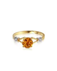 1.02 Carat 14K Gold Tremendously Lovely Citrine Diamond Ring