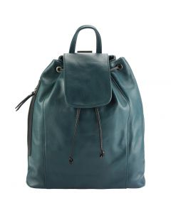 Ginevra leather Backpack - Dark Turquoise/Black