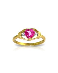 0.96 Carat 14K Gold Breathgiving Pink Topaz Diamond Ring