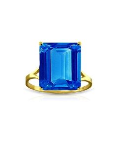7 Carat 14K Gold Ring Natural Octagon Blue Topaz
