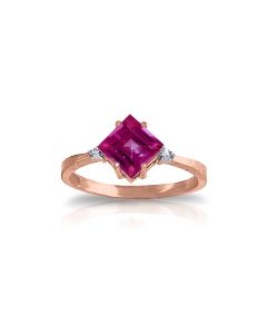 1.77 Carat 14K Rose Gold Espirit Pink Topaz Diamond Ring