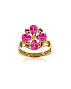 2.43 Carat 14K Gold Ring Natural Pink Topaz Citrine