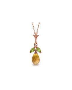 14K Rose Gold Citrine & Peridot Necklace Certified