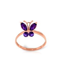 0.6 Carat 14K Rose Gold Butterfly Ring Natural Purple Amethyst