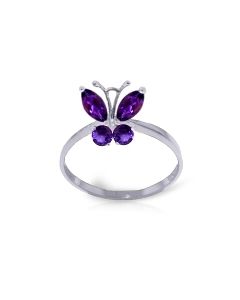 0.6 Carat 14K White Gold Butterfly Ring Natural Purple Amethyst