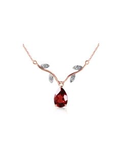 14K Rose Gold Natural Diamond & Garnet Necklace Gemstone