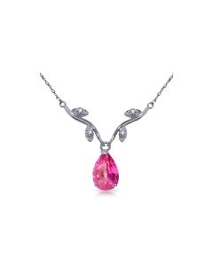 1.52 Carat 14K White Gold Naturalive Moment Pink Topaz Diamond Necklace