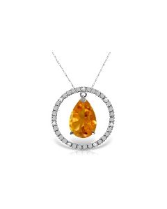 6.6 Carat 14K White Gold Diamond Citrine Circle Of Love Necklace
