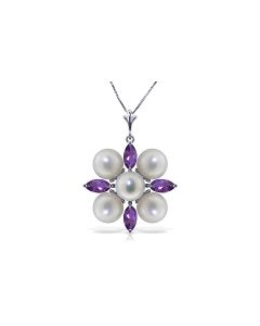 6.3 Carat 14K White Gold Loving Embrace Amethyst Pearl Necklace