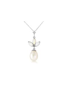 4.75 Carat 14K White Gold Necklace Pearl Opal