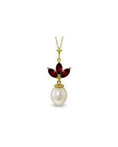 4.75 Carat 14K Gold Necklace Pearl Garnet