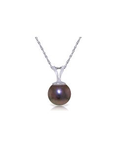 2 Carat 14K White Gold Necklace Natural Black Pearl