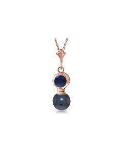 14K Rose Gold Necklace w/ Sapphire & Black Pearl