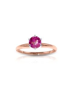 14K Rose Gold Solitaire Ring Natural Pink Topaz Certified