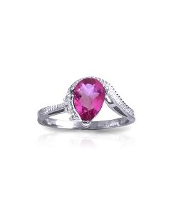 1.52 Carat 14K White Gold Feel Appreciated Pink Topaz Diamond Ring