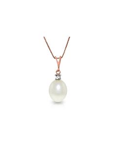 4.05 Carat 14K Rose Gold Necklace Natural Diamond Pearl