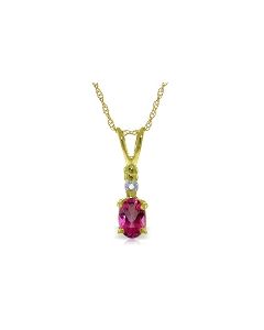 0.46 Carat 14K Gold Pop Of Color Pink Topaz Diamond Necklace