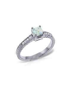 0.65 Carat 14K White Gold Love For Granted Aquamarine Diamond Ring
