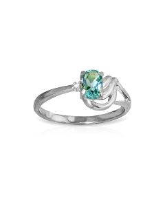 0.46 Carat 14K White Gold Female Allure Blue Topaz Diamond Ring