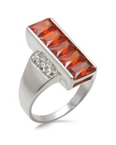 Ring 925 Sterling Silver High-Polished AAA Grade CZ Garnet
