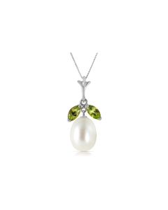 4.5 Carat 14K White Gold Here Is Hope Peridot Pearl Necklace