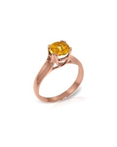 14K Rose Gold Solitaire Ring Natural Citrine Gemstone