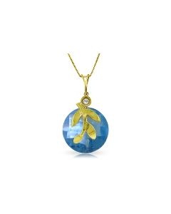 5.32 Carat 14K Gold Necklace Checkerboard Cut Blue Topaz Di