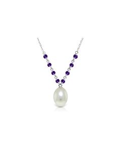 5 Carat 14K White Gold Necklace Natural Amethyst Pearl