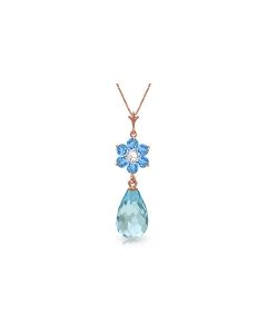 2.78 Carat 14K Rose Gold Necklace Natural Blue Topaz Diamond