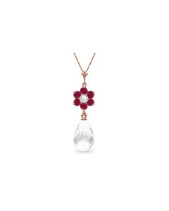 2.78 Carat 14K Rose Gold Necklace Ruby, White Topaz Diamond