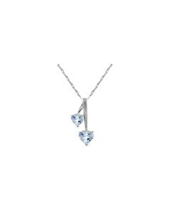 1.4 Carat Silver Hearts Necklace Natural Aquamarine